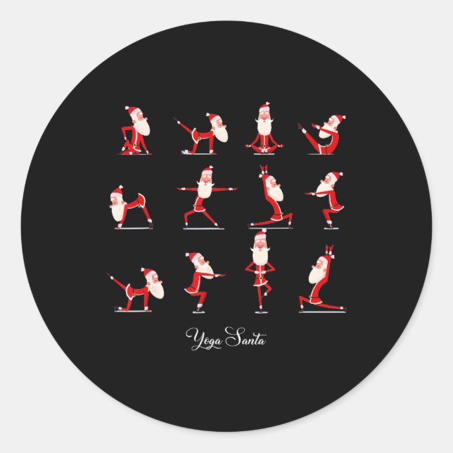 Weihnachten Yoga Pose Santa Namaste Namasleigh Runder Aufkleber (Vorderseite)