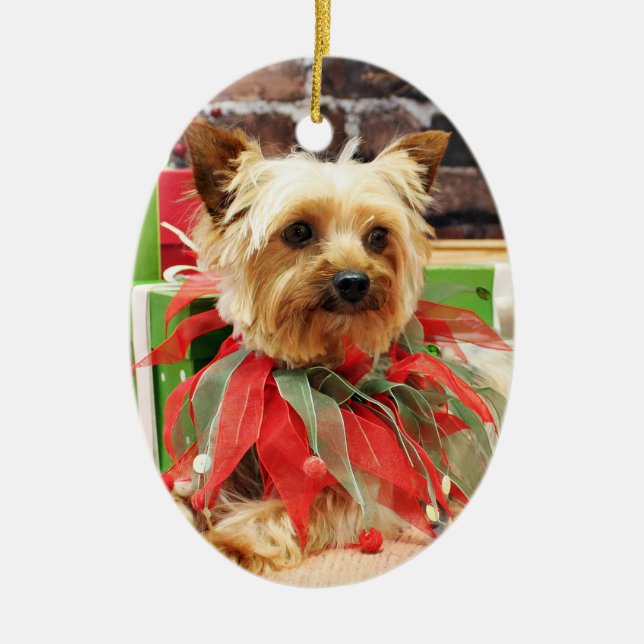 Weihnachten - Yorkie - Kinsey Keramik Ornament (Vorne)