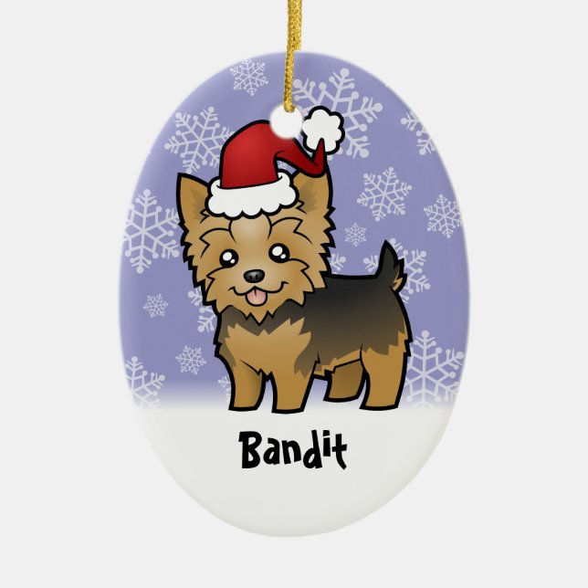 Weihnachten Yorkshire Terrier (addieren Sie Ihren Keramik Ornament (Vorne)
