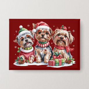 Weihnachten Yorkshire Terrier Hunde Liebhaber Button
