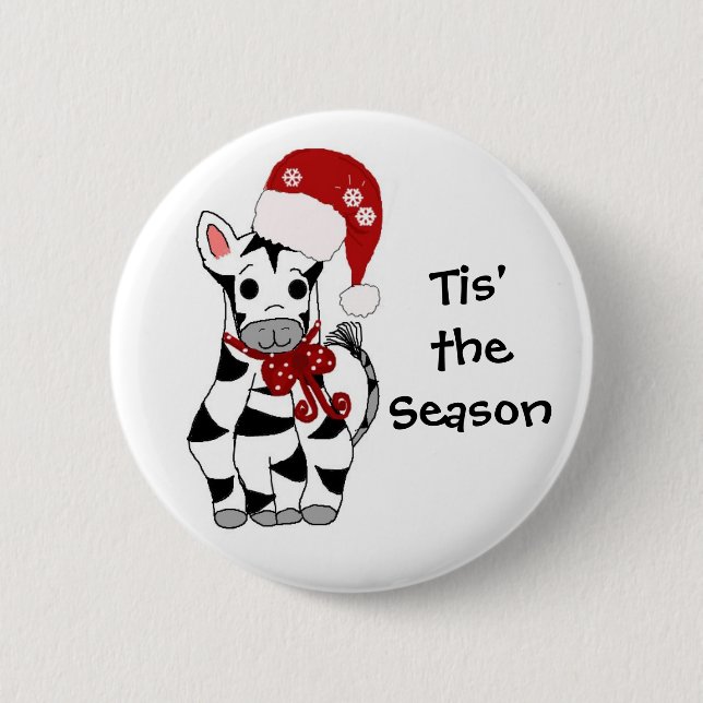 Weihnachten Zebra Button (Vorderseite)