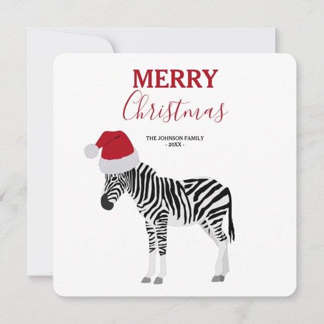 Weihnachten Zebra Funny Animal mit Weihnachtsmannm (Vorderseite)