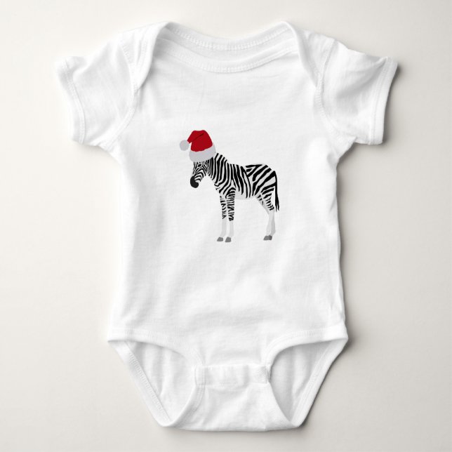 Weihnachten Zebra Funny Animal mit Weihnachtsmannm Baby Strampler (Vorderseite)