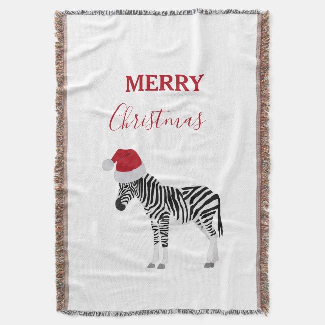 Weihnachten Zebra Funny Animal mit Weihnachtsmannm Decke (Vorderseite Vertikal)