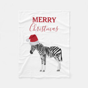 Weihnachten Zebra Funny Animal mit Weihnachtsmannm Fleecedecke