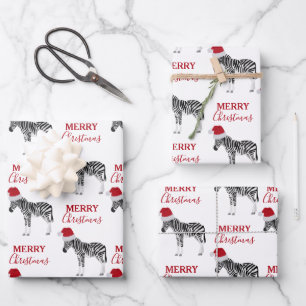 Weihnachten Zebra Funny Animal mit Weihnachtsmannm Geschenkpapier Set