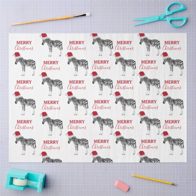 Weihnachten Zebra Funny Animal mit Weihnachtsmannm Seidenpapier (Basteln)