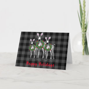 Weihnachten Zebras, roter grüner Kranz