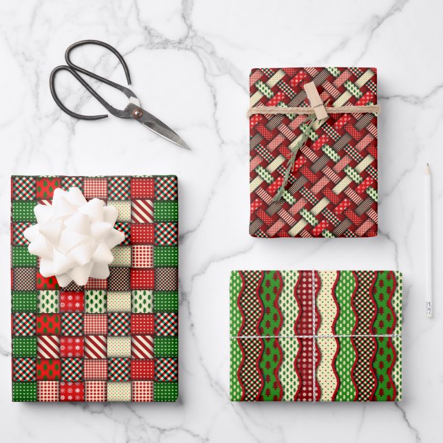 Weihnachten - Zeitgenössisches und leichtes Thema Geschenkpapier Set (Vorderseite)