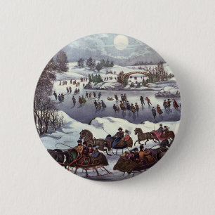 Weihnachten, Zentralpark im Winter Button