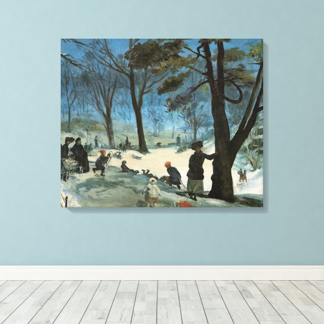 Weihnachten, Zentralpark im Winter Glackens Leinwanddruck (Insitu (Holzboden))