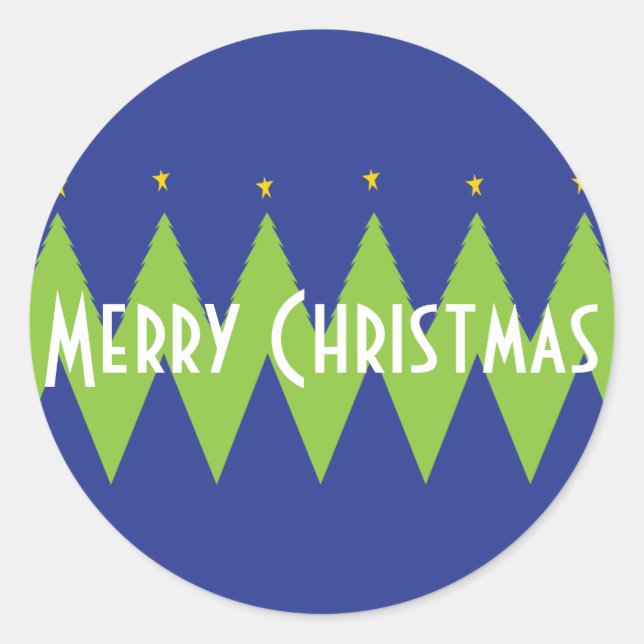 Weihnachten "Zickzack Bäume" personalisieren Runder Aufkleber (Vorderseite)