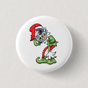 Weihnachten-Zombie-Elch mit bösen Lächeln Button