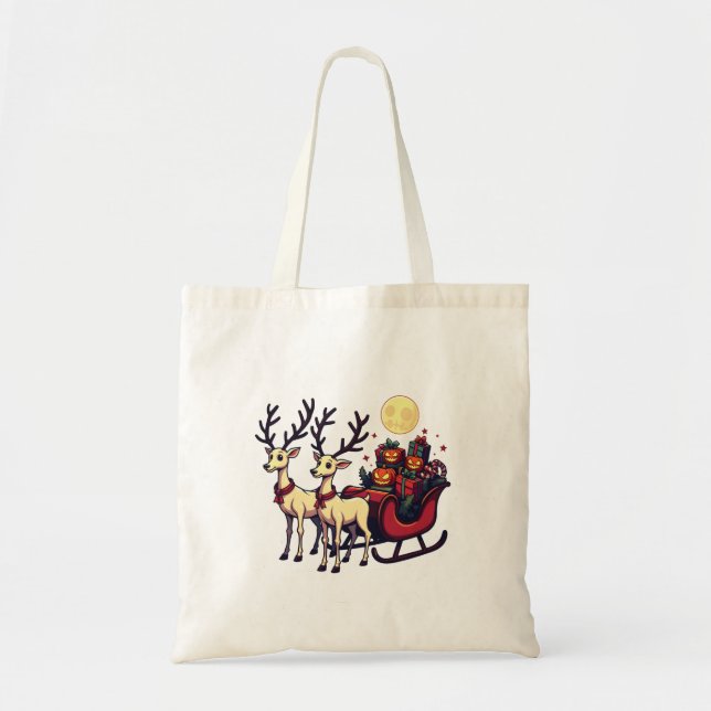 Weihnachten zu Halloween Reindeer Pumpkin-Geschenk Tragetasche (Vorne)