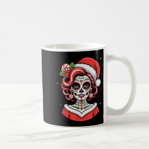 Weihnachten Zucker-Schädel-Kunst Frau Santa Hut Fe Kaffeetasse