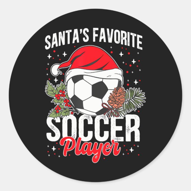 Weihnachten zum beliebten Fußball-Spieler Runder Aufkleber (Vorderseite)