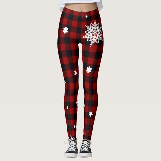 Weihnachten zum Roten Karo Leggings (Vorderseite)