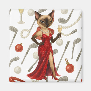 Weihnachten zum Thema Golf für siamesische Katzen Magnet