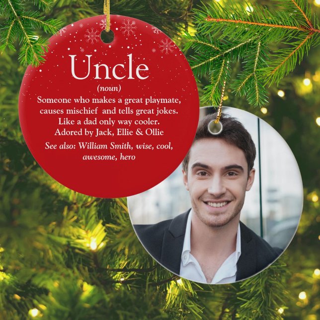 Weihnachten zum weltbesten Foto der Onkeldefinitio Keramik Ornament (World's Best Ever Uncle Definition Photo Christmas Ceramic Ornament)