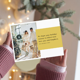 Weihnachten Zwei Foto Familie   Gelbes Frohes Fest Postkarte