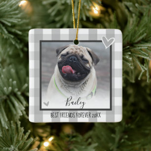 Weihnachten Zwei Fotos Land Karierte Haustiere Keramikornament