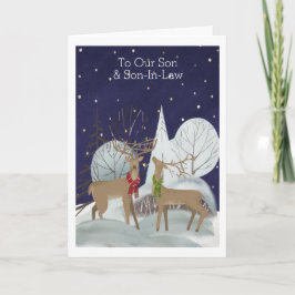 Weihnachten zwei Männchen Hirschschschnee Szene Pe Karte