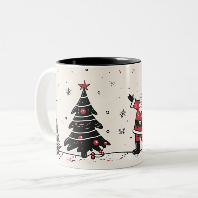 Weihnachten Zweifarbige Tasse (Vorderseite Links)