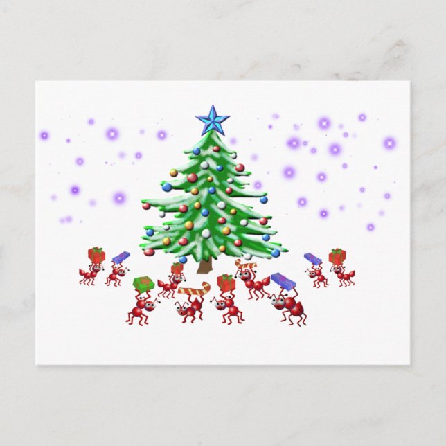 Weihnachtenameise-ticipation Feiertagspostkarte (Vorderseite)