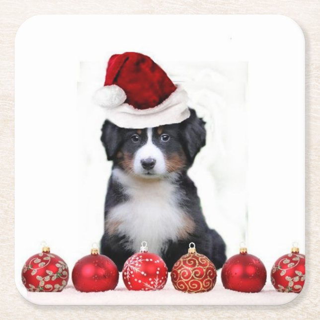 WeihnachtenBernese Gebirgshund Rechteckiger Pappuntersetzer (Vorderseite)