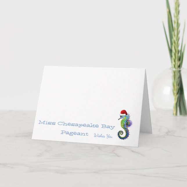 Weihnachtenc$karte-Seepferd individueller Name Feiertagskarte (Vorderseite)