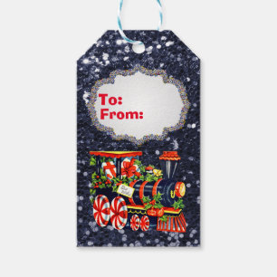 WeihnachtenChoo Choo Zug-blauer Imitat-Glitzer Geschenkanhänger