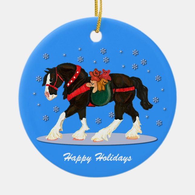 WeihnachtenClydesdale Verzierung Keramikornament (Vorne)