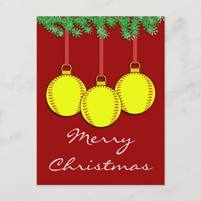 WeihnachtenFastpitch Softball-Postkarte Feiertagspostkarte (Vorderseite)