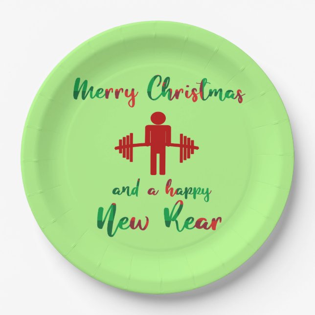 WeihnachtenFitmas Fitness-lustiger Pappteller (Vorderseite)