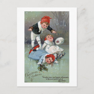 WeihnachtenGladnessIce Skaten-Kindereinsturz Feiertagspostkarte