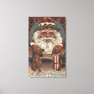 WeihnachtenGreetingBig Sankt Kopf Leinwanddruck