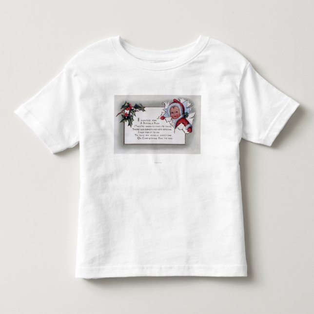 WeihnachtenGreetingLittle Kind durch Papier Kleinkind T-shirt (Vorderseite)