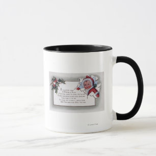 WeihnachtenGreetingLittle Kind durch Papier Tasse