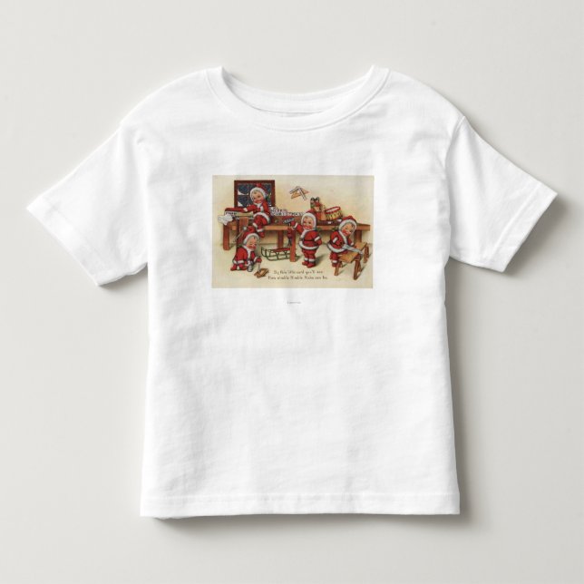 WeihnachtenGreetingLittle Kinder auf Werktisch Kleinkind T-shirt (Vorderseite)