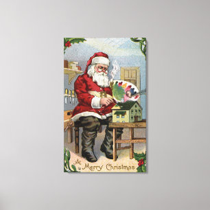 WeihnachtenGreetingSanta Malerei Leinwanddruck