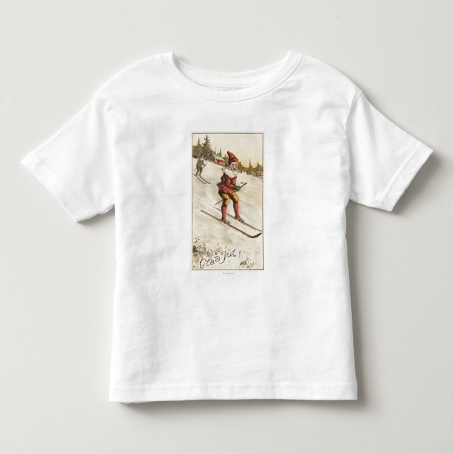 WeihnachtenGreetingSanta Skifahren Kleinkind T-shirt (Vorderseite)