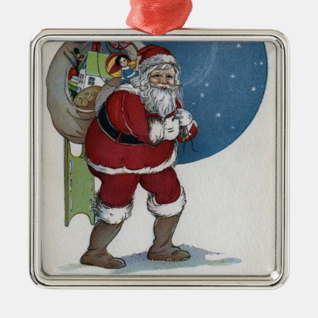 WeihnachtenGreetingSanta tragende Geschenke Ornament Aus Metall (Vorne)