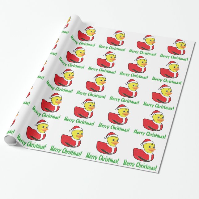 Weihnachtengummiducky in Sankt-Ausstattung Geschenkpapier (Ungerollt)