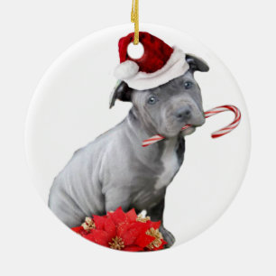Weihnachtenpitbull Welpe Keramikornament