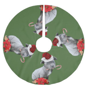 Weihnachtenpitbull Welpen-Baumrock Polyester Weihnachtsbaumdecke