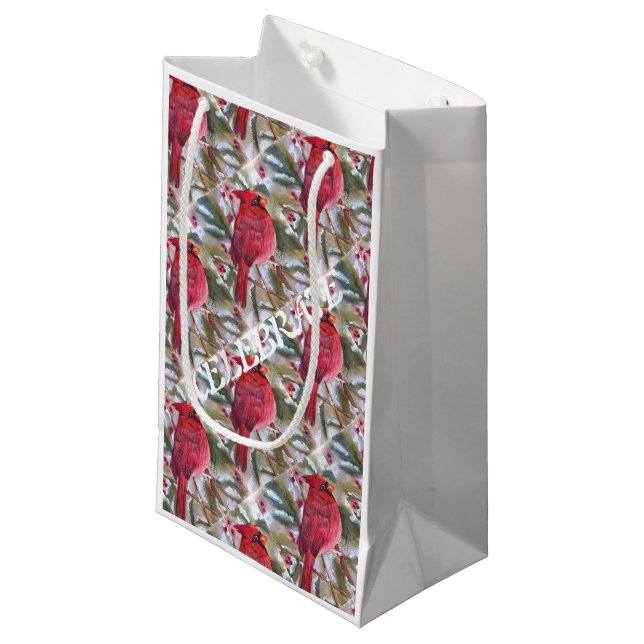WEIHNACHTENrot-Kardinal Kleine Geschenktüte (Vorderseite Schrägansicht)