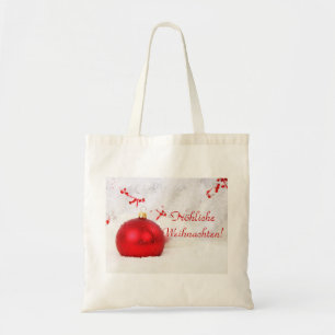 Weihnachtenrotes und weißes Frohliche Weihnachten Tragetasche