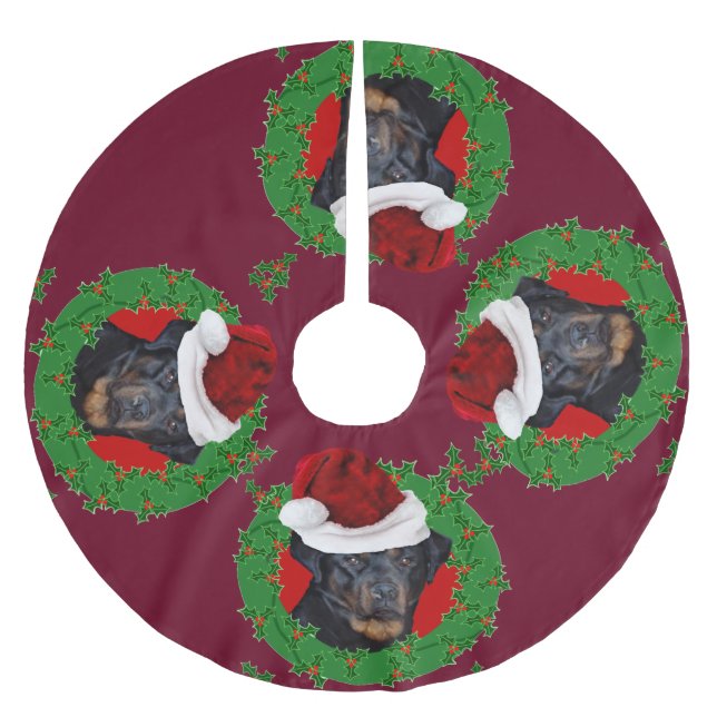 WeihnachtenRottweiler Hund Polyester Weihnachtsbaumdecke (Vorderseite)
