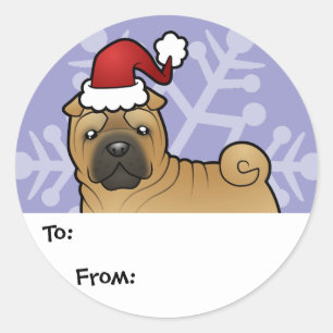 WeihnachtenShar Pei Geschenk-Umbauten Runder Aufkleber
