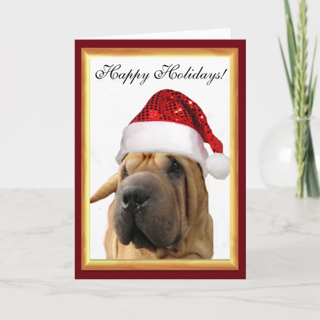 WeihnachtenShar Pei Hund Feiertagskarte (Vorderseite)